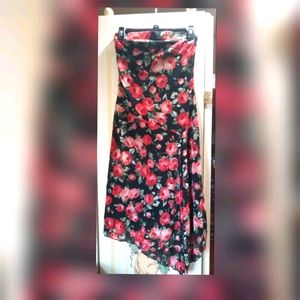 NWT Ruby Floral Rose Asymmetrical Tube Dress